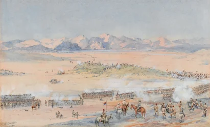 Avance de los 9º y 10º batallones sudaneses del ejército egipcio en la batalla de Toski, 3 de agosto de 1889 (acuarela)