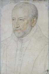 Retrato de Pierre de Ronsard (1524-1585) par Foulon, Benjamin (ca 1550-ca 1612). Tiza negra y sanguina sobre papel, tamaño : 33x23, Segunda mitad del siglo XVI, Hermitage del Estado, San Petersburgo