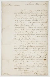 Carta autógrafa a la Sra. Ann Penn, Londres, 20 de noviembre de 1766