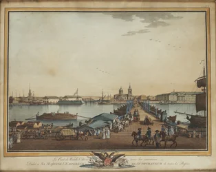 El Puente de Intercambio en la Isla Vasilievsky, 1799