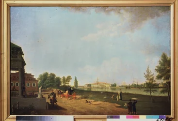 Vista del Palacio Kamenny (Isla de Piedra), en San Petersburgo. Pintura de Benjamn Paterssen (1748-1815), óleo sobre lienzo