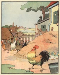 Ilustración para Chantecler de Benjamin Rabier (litografía en color)
