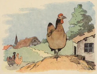 Ilustración para Chantecler de Benjamin Rabier (litografía en color)