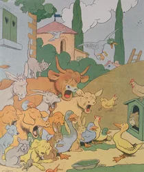 Ilustración para el álbum "Gedeón, jefe de los ladrones" (grabado en color)