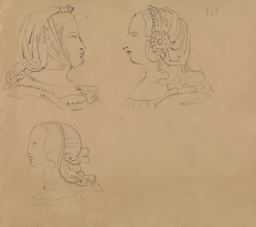 Retratos de mujeres con diversos tocados