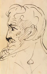 Estudio de retrato, de perfil de un hombre