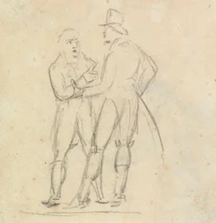 Estudio de dos hombres de pie conversando