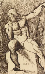 Estudio de un desnudo masculino sentado