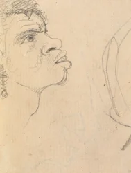 Estudio del rostro de una mujer étnica, de perfil, con pendientes
