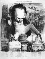 Victor Hugo (1802 - 1885), escritor francés, Caricatura de Benjamin