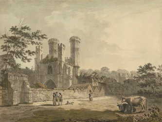 Vista sureste de la puerta del monasterio de San Agustín, Canterbury, Kent