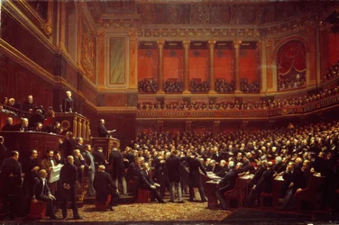 Louis Adolphe Thiers (1797-1877) proclamado Libertador del Territorio en la sesión de la Asamblea Nacional celebrada en Versalles el 16 de junio