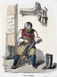 El zapatero, de El perro en Ilustraciones gráficas de animales - Mostrando su utilidad para el hombre en su empleo durante la vida y usos después de la muerte, c.1845