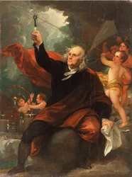 Benjamin Franklin Dibujando Electricidad del Cielo