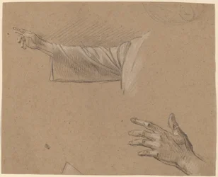 Estudio de un brazo derecho y una mano izquierda