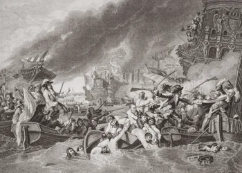 La Batalla de La Hogue, Destrucción de la Flota Francesa, 22 de mayo de 1692, de `Ilustraciones de la Historia Inglesa y Escocesa