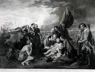 La muerte del general Wolfe, 1759, grabado por Augustin Legrand