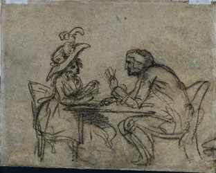 Mujer y hombre jugando a las cartas, 1792