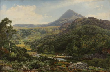 Valle tranquilo entre las colinas galesas, 1860