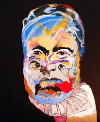50 Major Writers In History : Ernest Hemingway, 2015 (óleo y acrílico sobre lienzo)