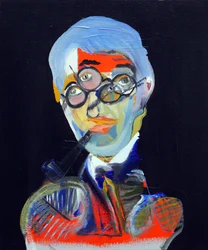 50 grandes escritores de la historia : Jean-Paul Sartre, 2015 (óleo y acrílico sobre lienzo)