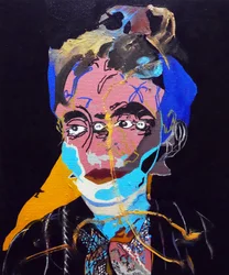 50 Grandes Escritoras de la Historia : Marguerite Duras, 2015 (óleo y acrílico sobre lienzo)
