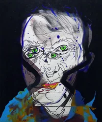 50 grandes escritores de la historia : Michel Houellebecq, 2015 (óleo y acrílico sobre lienzo)