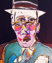 50 Major Writers In History : William S. Burroughs, 2015 (óleo y acrílico sobre lienzo)
