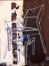 Prototipo de chaise, según David Gour, 2023 (óleo y acrílico sobre lienzo mixto)