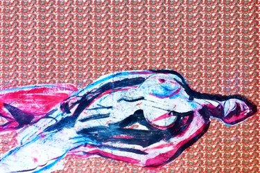 Sobre-retrato japonés 2, 2020 (acrílico sobre papel japonés serigrafiado)