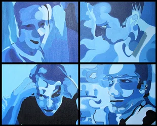 Misión a Marte, 2003 (óleo sobre 4 lienzos yuxtapuestos)