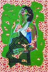 Passager 24, 2020 (acrílico sobre papel japonés serigrafiado)