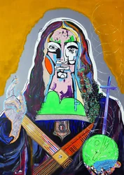 Surpeinture : Salvator Mundi, 2020 (óleo, papel y acrílico sobre lienzo)