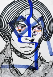 Surportrait : Charlotte Brontë, 2019 (acrílico sobre papel)