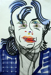 Surportrait : Fred Vargas, 2019 (acrílico sobre papel)
