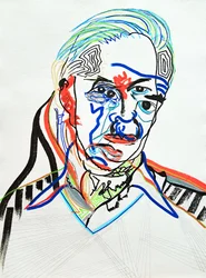 Surportrait : Hans J. Wegner, 2022 (acrílico sobre papel)
