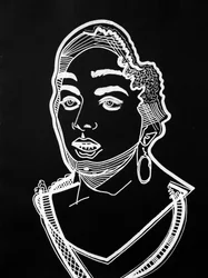 Surportrait : Leila Slimani, 2021 (acrílico sobre papel)