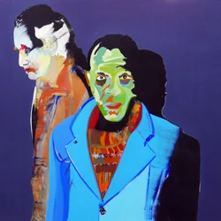 Surportrait: Three migrants  Sébastien, 2020 (óleo sobre lienzo)
