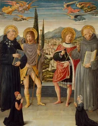 Santos Nicolás de Tolentino, Roque, Sebastián y Bernardino de Siena