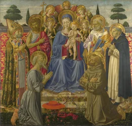 La Virgen y el Niño entronizados entre ángeles y santos, 1460s