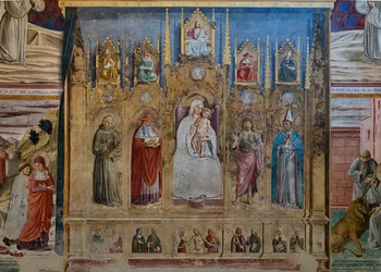 Un falso políptico con la Virgen María y el Niño, San Antonio de Padua, San Jerónimo, San Juan y San Luis de Toulouse, Capilla de San Jerónimo