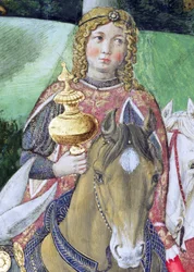 Jinetes en el séquito real, detalle del ciclo del Viaje de los Reyes Magos en la capilla, c.1460