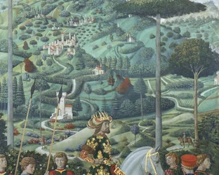 Juan VII Paleólogo (1391-1448), emperador romano de Oriente, como Baltasar, uno de los Reyes Magos, detalle del ciclo del Viaje de los Magos en la capilla, c.1460 (fresco)
