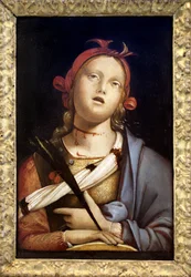 Santa Catalina de Alejandría. Pintura de Bernardo (Bernardino) Zenale (ca. 1436-1526), témpera sobre madera, circa 1500. Arte italiano, renacimiento. Museo de Bellas Artes de Nancy.