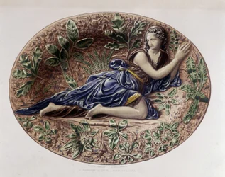 Madeleine en el desierto - Plato cerámico, en "La obra de Bernard Palissy" por C. Delange y C. Borneman, París
