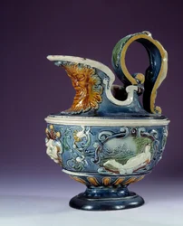 Jarra de loza creada por la escuela de Bernard Palissy (circa 1510-1589) París, Museo del Louvre