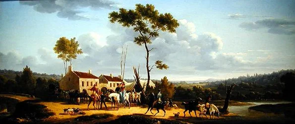 Viajeros a Caballo en un Paisaje