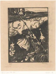 Cuchulainn luchando contra el oleaje