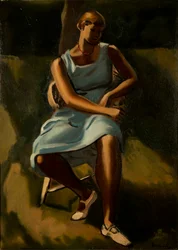 Figura sentada de mujer (óleo sobre lienzo)