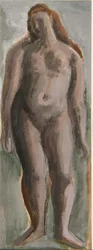 Figura femenina de pie (gouache sobre papel)